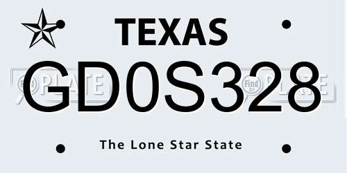 GD0S328 Texas License Plate