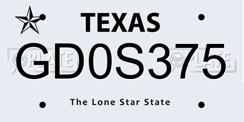 GD0S375 Texas License Plate