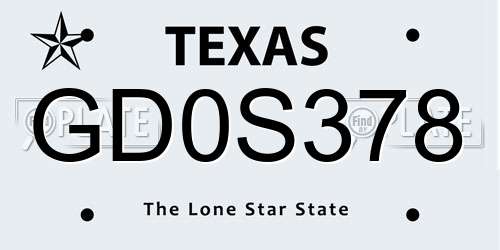GD0S378 Texas License Plate