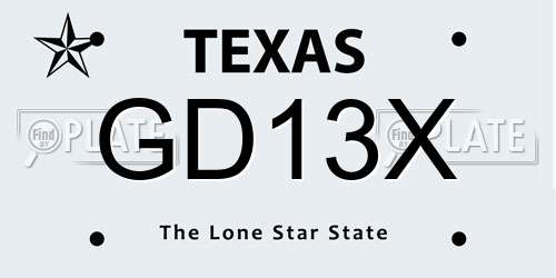 GD13X Texas License Plate