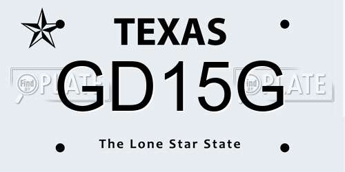 GD15G Texas License Plate
