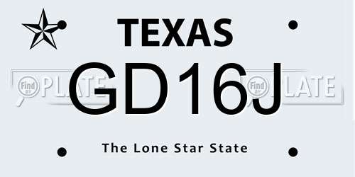 GD16J Texas License Plate