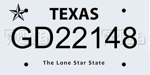 GD22148 Texas License Plate