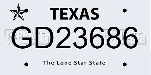 GD23686 Texas License Plate