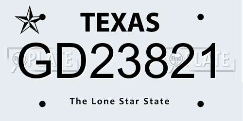 GD23821 Texas License Plate
