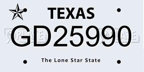 GD25990 Texas License Plate