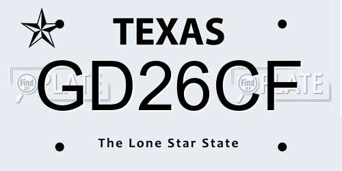 GD26CF Texas License Plate