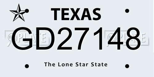 GD27148 Texas License Plate