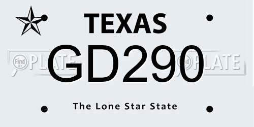 GD290 Texas License Plate
