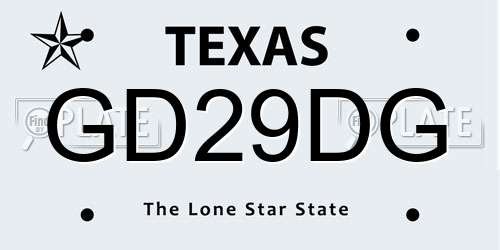 GD29DG Texas License Plate