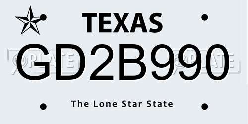 GD2B990 Texas License Plate