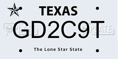 GD2C9T Texas License Plate