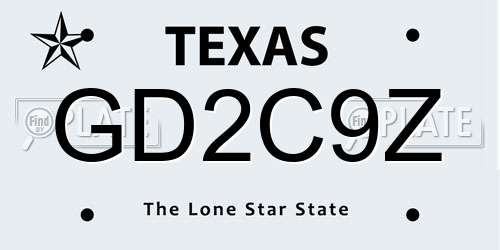 GD2C9Z Texas License Plate
