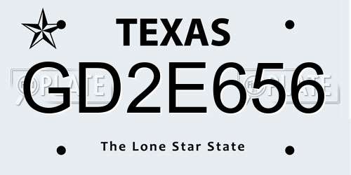 GD2E656 Texas License Plate