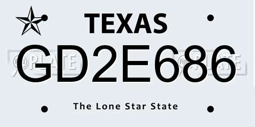 GD2E686 Texas License Plate