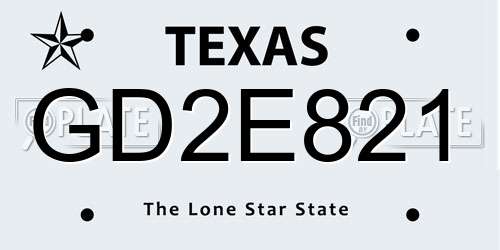 GD2E821 Texas License Plate