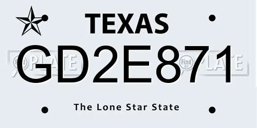 GD2E871 Texas License Plate