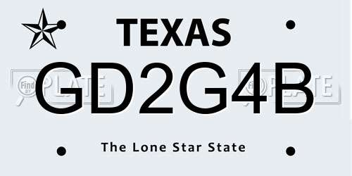 GD2G4B Texas License Plate