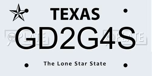 GD2G4S Texas License Plate
