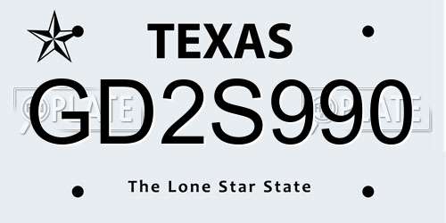 GD2S990 Texas License Plate