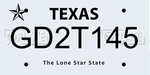 GD2T145 Texas License Plate