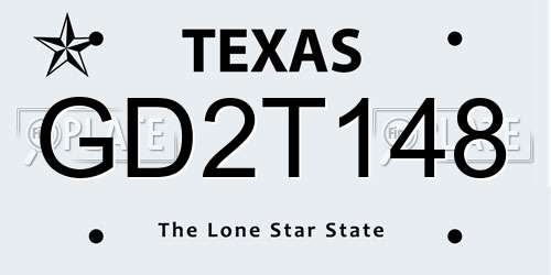 GD2T148 Texas License Plate