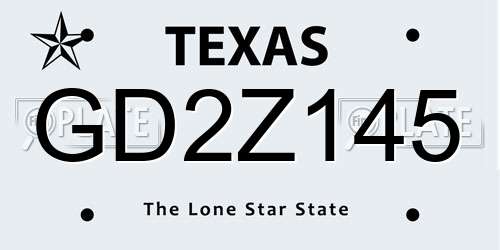 GD2Z145 Texas License Plate