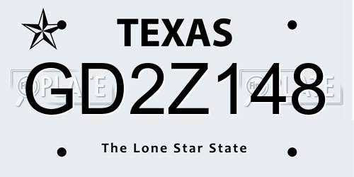 GD2Z148 Texas License Plate