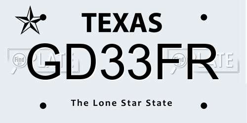 GD33FR Texas License Plate
