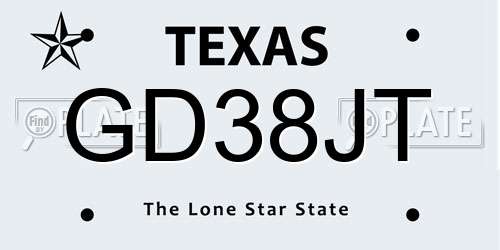 GD38JT Texas License Plate