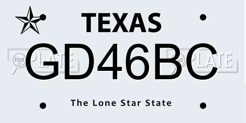 GD46BC Texas License Plate