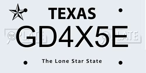GD4X5E Texas License Plate