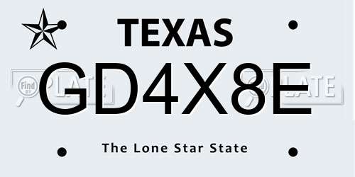 GD4X8E Texas License Plate
