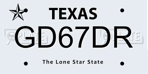 GD67DR Texas License Plate
