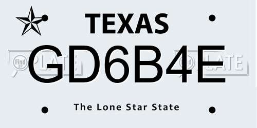 GD6B4E Texas License Plate