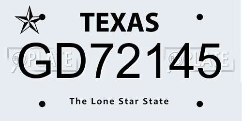 GD72145 Texas License Plate