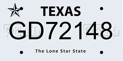 GD72148 Texas License Plate