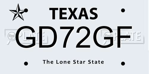 GD72GF Texas License Plate