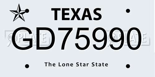GD75990 Texas License Plate