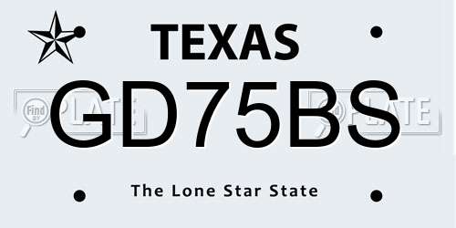 GD75BS Texas License Plate