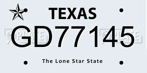 GD77145 Texas License Plate