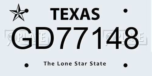 GD77148 Texas License Plate