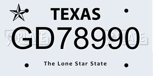 GD78990 Texas License Plate