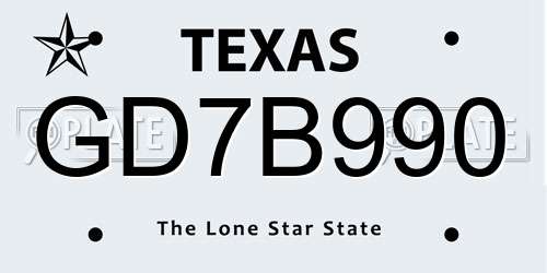 GD7B990 Texas License Plate
