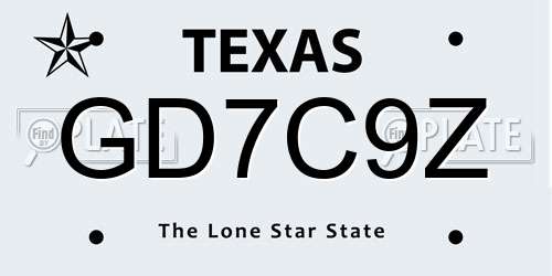 GD7C9Z Texas License Plate