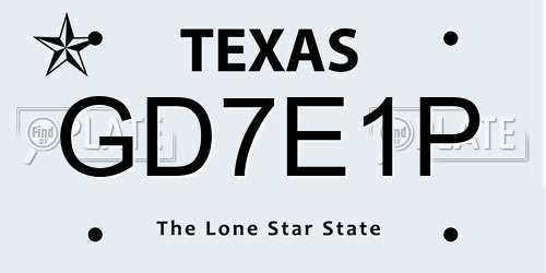 GD7E1P Texas License Plate
