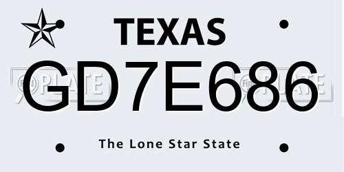 GD7E686 Texas License Plate