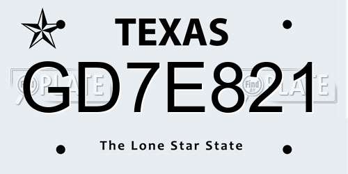 GD7E821 Texas License Plate