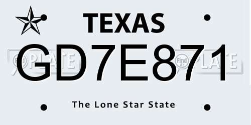 GD7E871 Texas License Plate