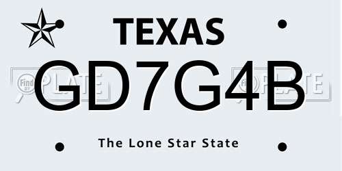 GD7G4B Texas License Plate